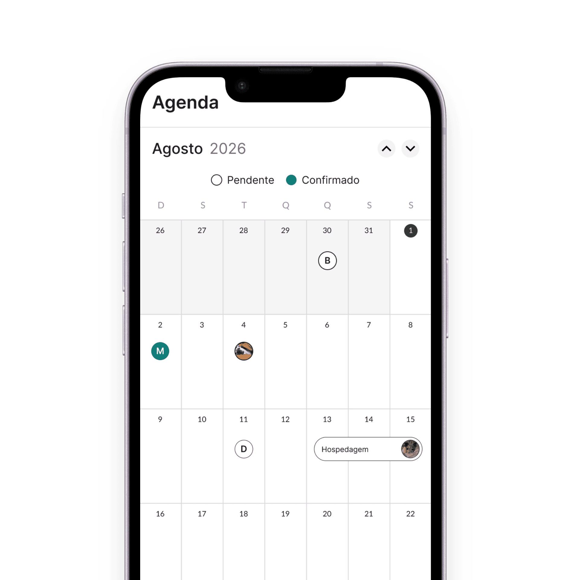 Agenda e pedidos no aplicativo